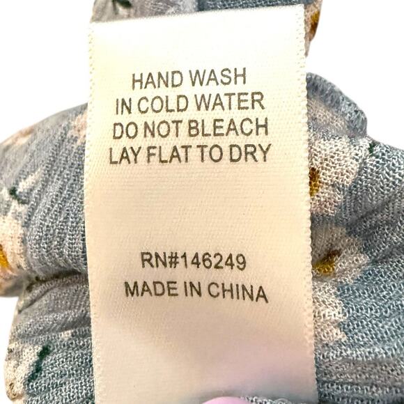 Aakaa Blue Floral Ruffle Mini Dress Sz Medium Sleeveless Boho Cottagecore Summer - Picture 8 of 9